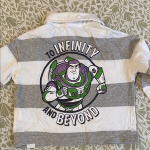 GAP White and Grey Striped Button-Down Polo Toy Story